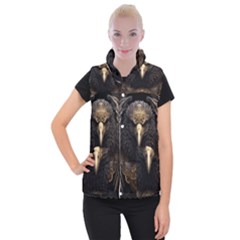 Eagle Ornate Pattern Feather Texture Women s Button Up Vest