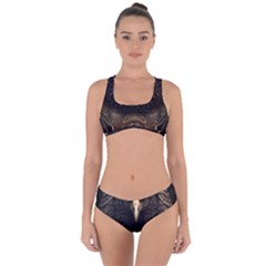 Eagle Ornate Pattern Feather Texture Criss Cross Bikini Set by Ravend