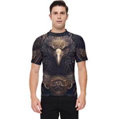 Eagle Ornate Pattern Feather Texture Men s Short Sleeve Rash Guard by Ravend