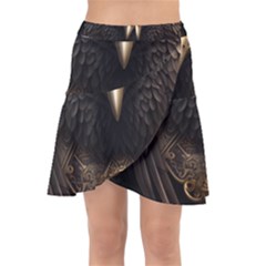 Eagle Ornate Pattern Feather Texture Wrap Front Skirt by Ravend