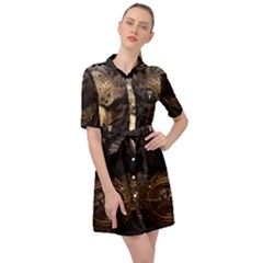 Eagle Ornate Pattern Feather Texture Belted Shirt Dress by Ravend