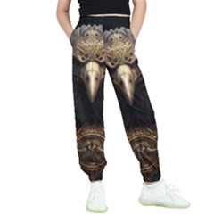 Eagle Ornate Pattern Feather Texture Kids  Elastic Waist Pants by Ravend