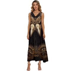 Eagle Ornate Pattern Feather Texture V-neck Sleeveless Loose Fit Overalls by Ravend