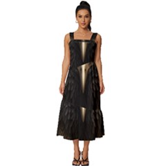 Eagle Ornate Pattern Feather Texture Square Neckline Tiered Midi Dress by Ravend