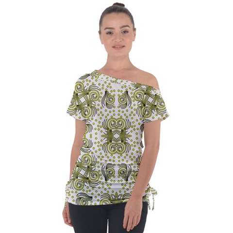 Background Pattern Texture Design Wallpaper Off Shoulder Tie-up Tee by Ravend