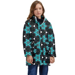 Pattern Design Scrapbooking Colorful Stars Kid s Hooded Longline Puffer Jacket by Ravend