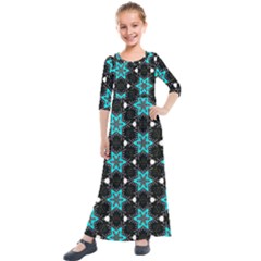 Pattern Design Scrapbooking Colorful Stars Kids  Quarter Sleeve Maxi Dress by Ravend