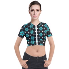 Pattern Design Scrapbooking Colorful Stars Short Sleeve Cropped Jacket by Ravend