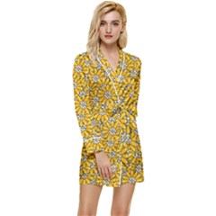 Flowers Bloom Art Colorful Artwork Design Pattern Long Sleeve Satin Robe by Ravend