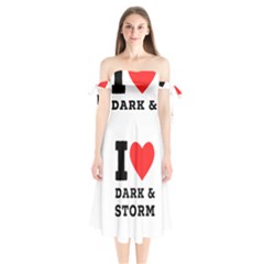 I Love Dark And Storm Shoulder Tie Bardot Midi Dress by ilovewhateva