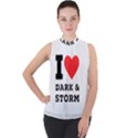 I love dark and storm Mock Neck Chiffon Sleeveless Top View1