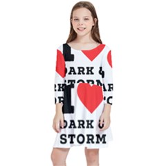 I Love Dark And Storm Kids  Quarter Sleeve Skater Dress by ilovewhateva