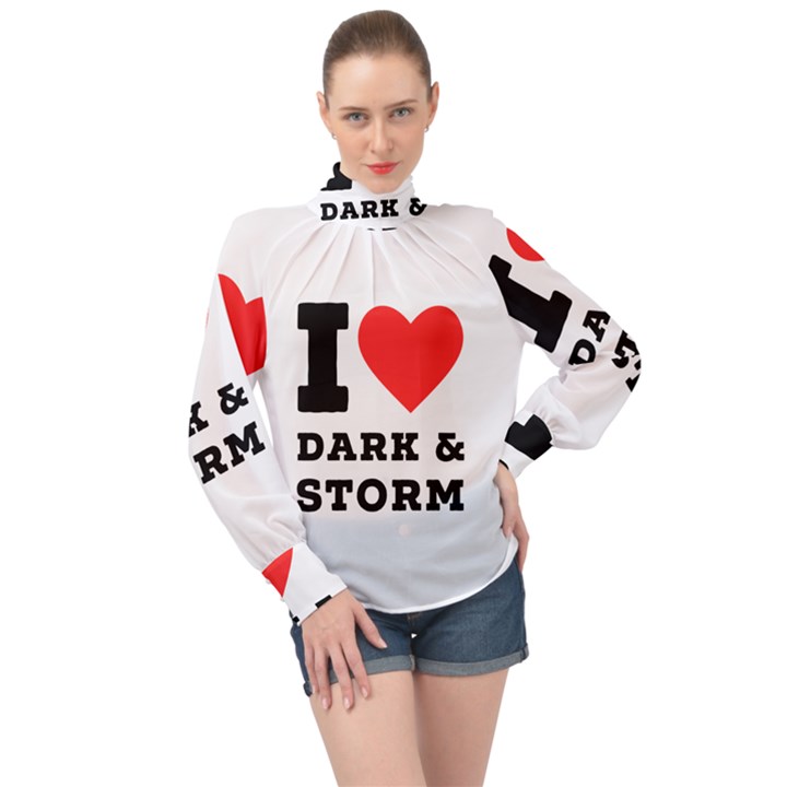 I love dark and storm High Neck Long Sleeve Chiffon Top