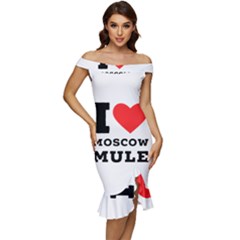 I Love Moscow Mule Off Shoulder Ruffle Split Hem Bodycon Dress by ilovewhateva