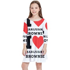 I Love Marijuana Brownie Kids  Quarter Sleeve Skater Dress by ilovewhateva