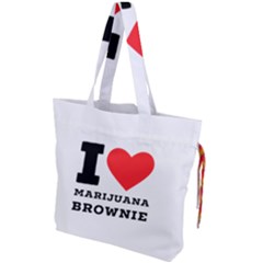 I Love Marijuana Brownie Drawstring Tote Bag by ilovewhateva