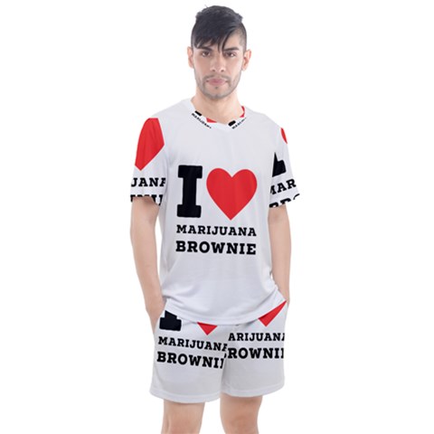 I Love Marijuana Brownie Men s Mesh Tee And Shorts Set by ilovewhateva