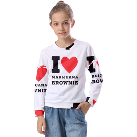 I Love Marijuana Brownie Kids  Long Sleeve Tee With Frill  by ilovewhateva