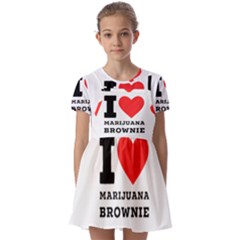 I Love Marijuana Brownie Kids  Short Sleeve Pinafore Style Dress by ilovewhateva