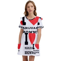 I Love Marijuana Brownie Kids  Frilly Sleeves Pocket Dress by ilovewhateva