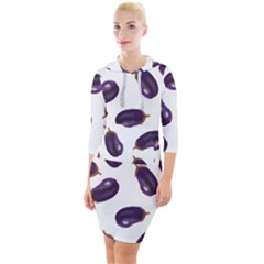 Eggplant Quarter Sleeve Hood Bodycon Dress