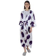 Eggplant Maxi Satin Kimono by SychEva