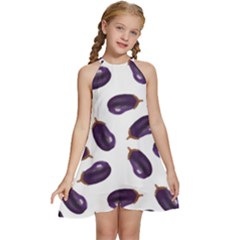 Eggplant Kids  Halter Collar Waist Tie Chiffon Dress by SychEva