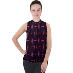 Hot Peppers Mock Neck Chiffon Sleeveless Top by SychEva