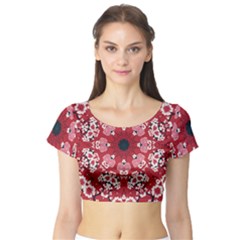 Traditional Cherry Blossom  Short Sleeve Crop Top by Kiyoshi88