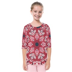 Traditional Cherry Blossom  Kids  Quarter Sleeve Raglan Tee