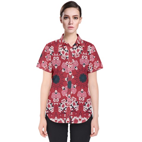 Traditional Cherry Blossom  Women s Short Sleeve Shirt by Kiyoshi88