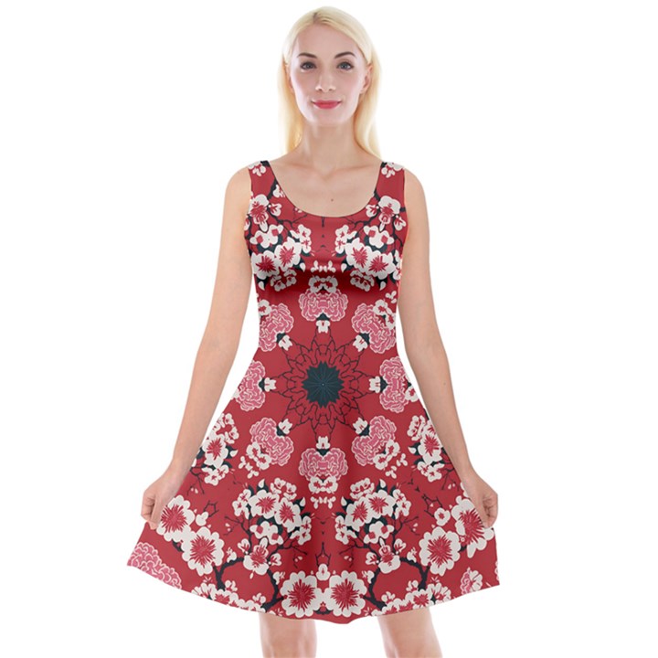 Traditional Cherry blossom  Reversible Velvet Sleeveless Dress