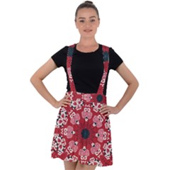 Traditional Cherry Blossom  Velvet Suspender Skater Skirt