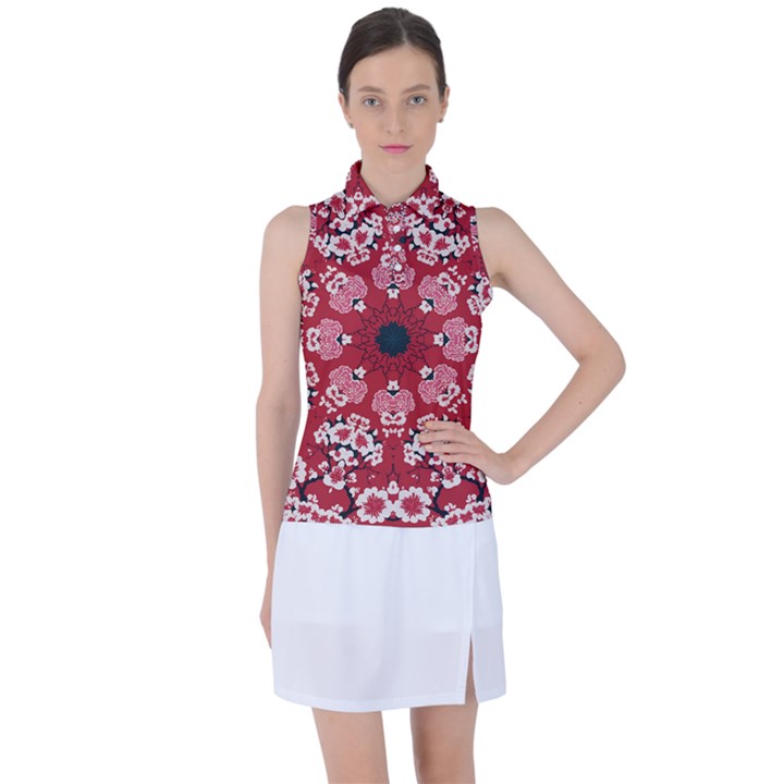 Traditional Cherry blossom  Women s Sleeveless Polo Tee