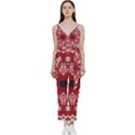 Traditional Cherry blossom  V-Neck Spaghetti Strap Tie Front Jumpsuit View1