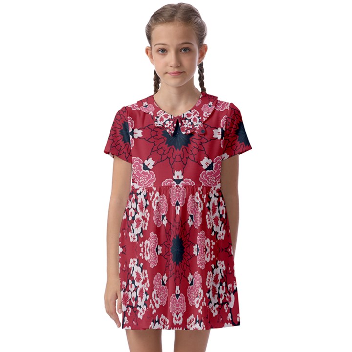 Traditional Cherry blossom  Kids  Asymmetric Collar Dress