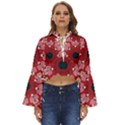 Traditional Cherry blossom  Boho Long Bell Sleeve Top View1