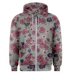 Traditional Cherry Blossom On A Gray Background Men s Zipper Hoodie by Kiyoshi88