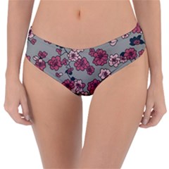 Traditional Cherry Blossom On A Gray Background Reversible Classic Bikini Bottoms