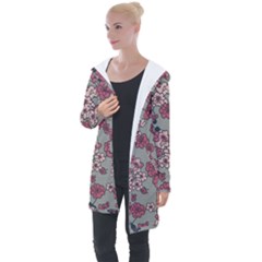 Traditional Cherry Blossom On A Gray Background Longline Hooded Cardigan by Kiyoshi88