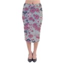 Traditional cherry blossom on a gray background Velvet Midi Pencil Skirt View1