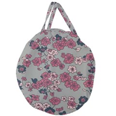 Traditional Cherry Blossom On A Gray Background Giant Round Zipper Tote by Kiyoshi88