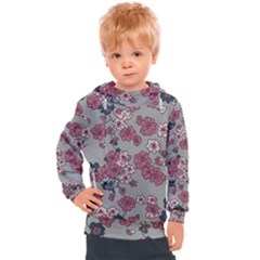 Traditional Cherry Blossom On A Gray Background Kids  Hooded Pullover by Kiyoshi88