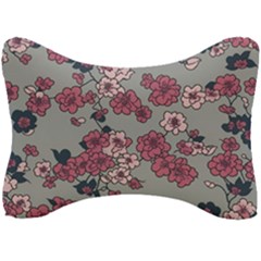 Traditional Cherry Blossom On A Gray Background Seat Head Rest Cushion by Kiyoshi88