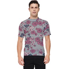 Traditional Cherry Blossom On A Gray Background Men s Short Sleeve Rash Guard by Kiyoshi88