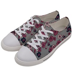 Traditional Cherry Blossom On A Gray Background Women s Low Top Canvas Sneakers by Kiyoshi88