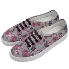 Traditional Cherry Blossom On A Gray Background Women s Classic Low Top Sneakers by Kiyoshi88