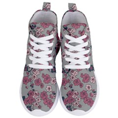 Traditional Cherry Blossom On A Gray Background Women s Lightweight High Top Sneakers by Kiyoshi88