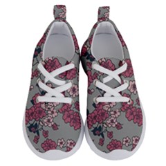 Traditional Cherry Blossom On A Gray Background Running Shoes