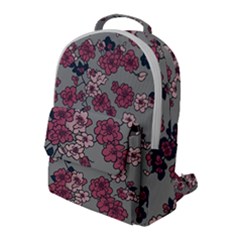 Traditional Cherry Blossom On A Gray Background Flap Pocket Backpack (large) by Kiyoshi88